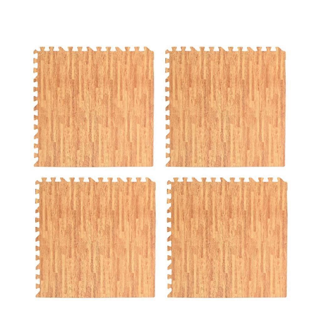 Floor Mats Indoor Interlocking EVA Mat for Gym Playroom 30cm Square Light Wood Grain Easy to Clean 8Set