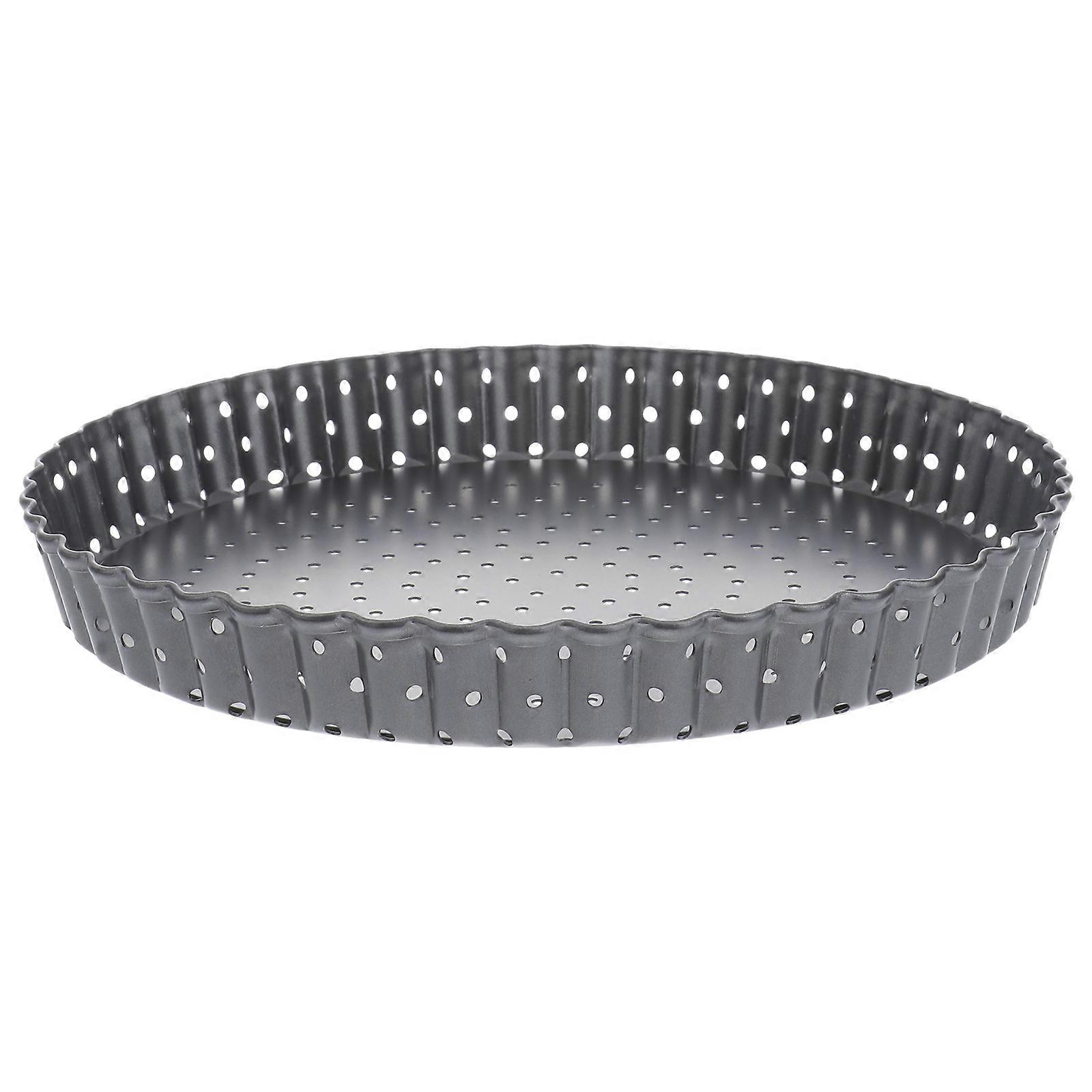 Black Carbon Steel Baking Pan with Removable Bottom for Easy Release Ideal for Pies Tarts and Quiches 8 inch