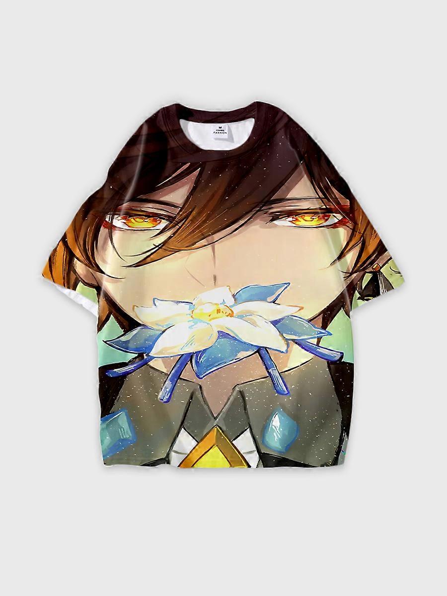 T-shirt round neck Role Pattern loose short sleeve D238