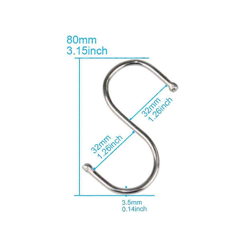10pcs Stainless Steel S Hooks with Sharp Tip Utensil Meat Clothes Hanger Hanging Hooks for Butcher Shop Kitchen Baking Tools