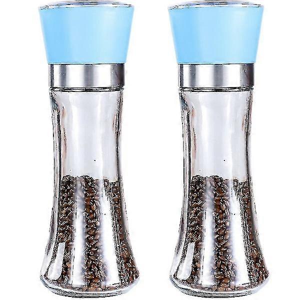Pepper and set with 2-refillable coarseness adjustable pepper grinder shaker (two-pack) 2pcs high blue
