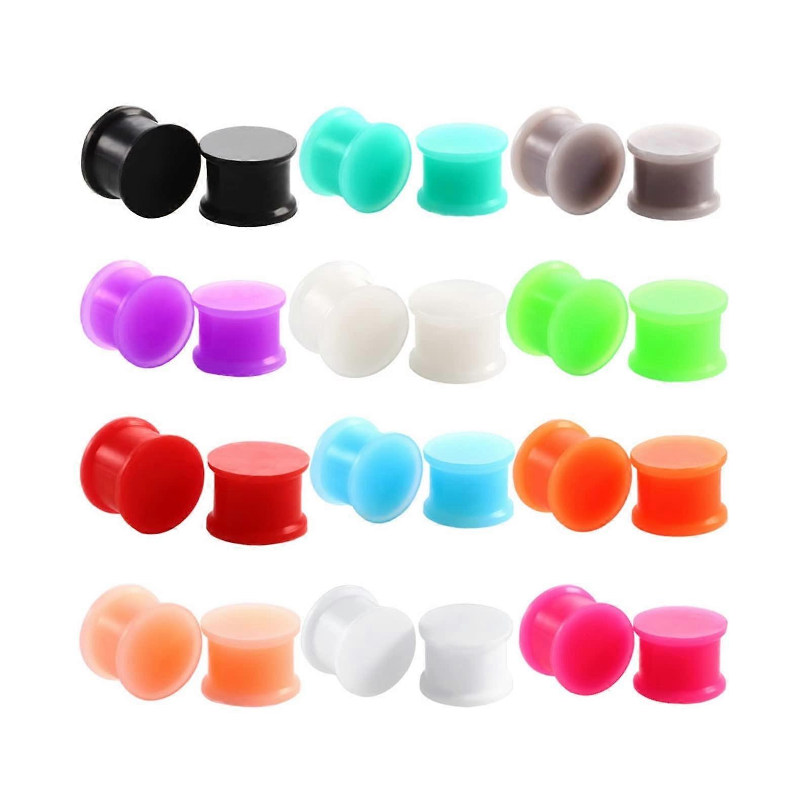 12 Pairs Ear Plug Set Ear Tunnel Silicone Multicoloured Round Shape Piercing Tunnel Expander Stretching 22.0 Millimeter