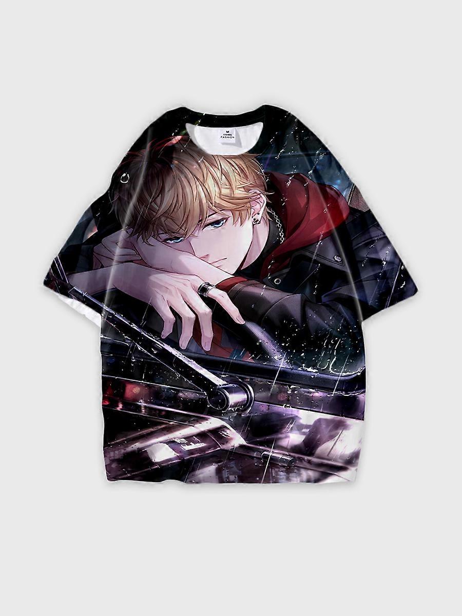 T-shirt round neck Role Pattern loose short sleeve E3638