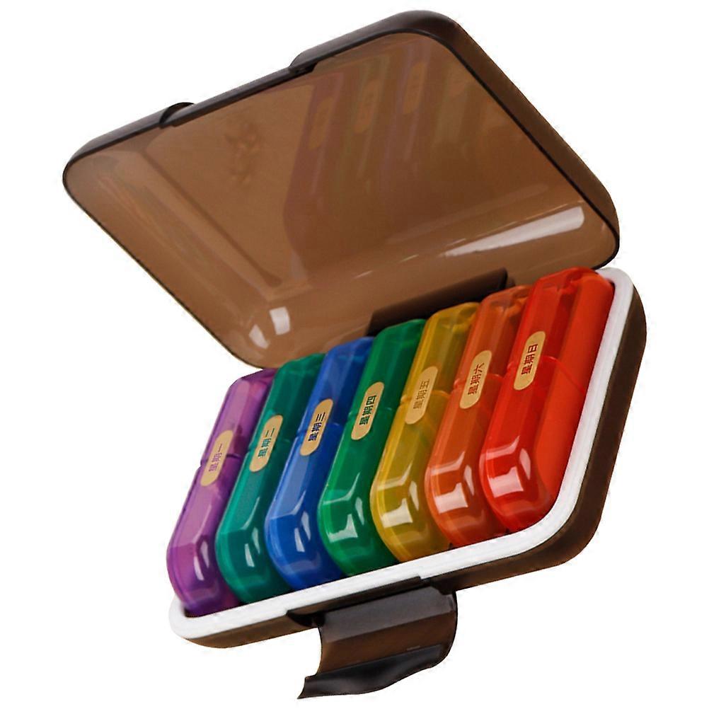 Portable Weekly Organizer for Travel with Tight Seal MultiGrid Design Assorted Color ABS PP 70 Characters