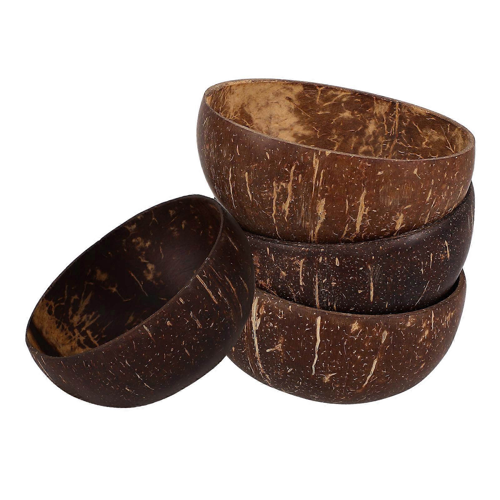Natural Coconut Bowl Snack Storage Outdoor Gatherings Coffee Color Small Size 4Pcs