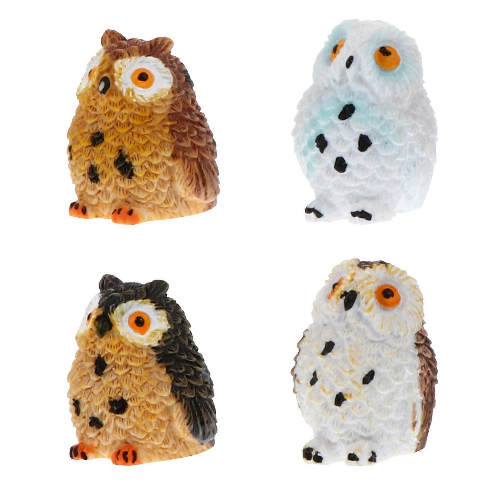 Here's a polished and engaging product description based on your input:
**4pcs Resin Owl Miniatures – Fairy Garden Decor, Mini Animal Figurines