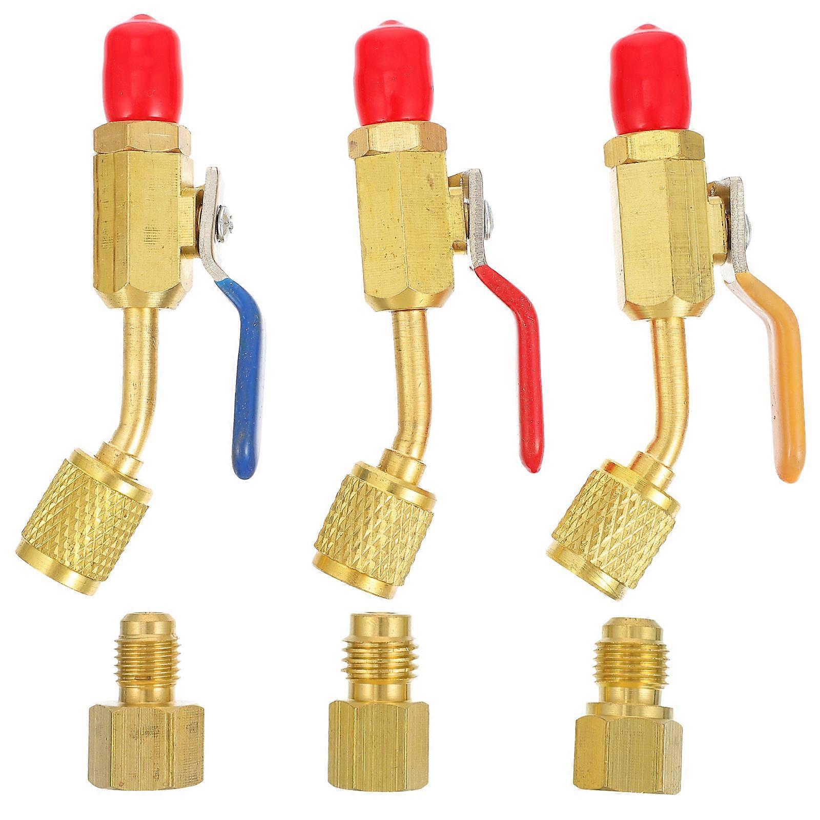 Copper Shut Valve for Car Use Angled Ball Valve for Mini Split AC and Refrigeration 3pcs Golden