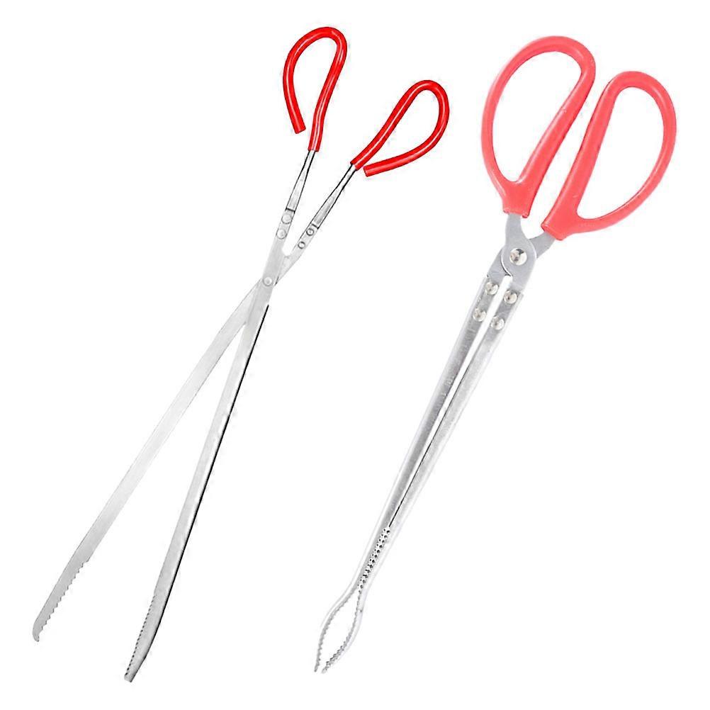 2pcs Crab Tongs Multi Function Clip Scissor Anti Slip Clamp for Cooking BBQ Grill Seafood