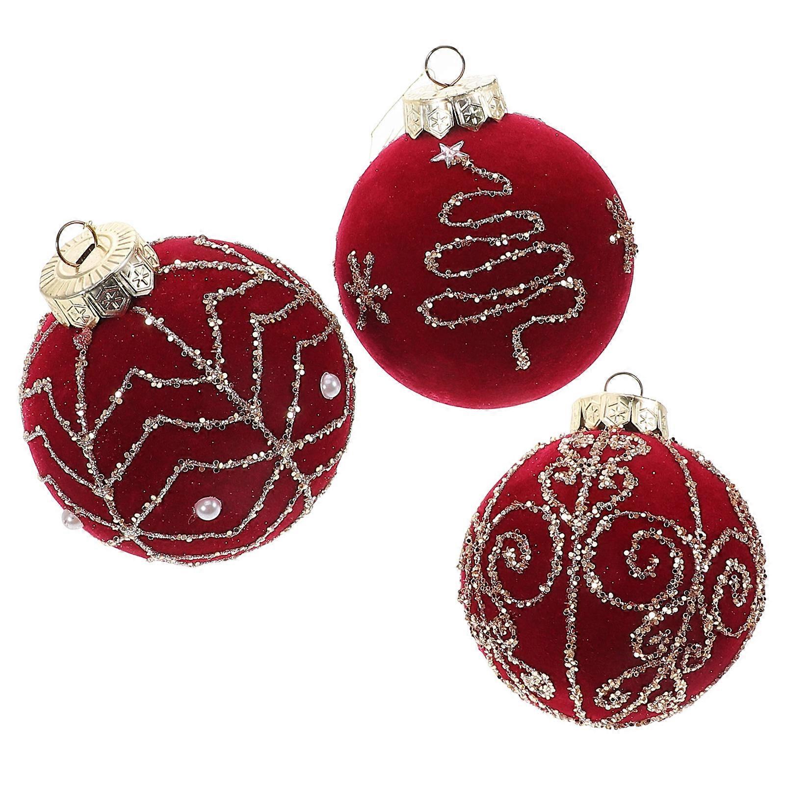8 Cm Shatterproof Burgundy Christmas Tree Hanging Balls Ornaments 3Pcs Ideal For Festive Holiday Decorations And Celebrations