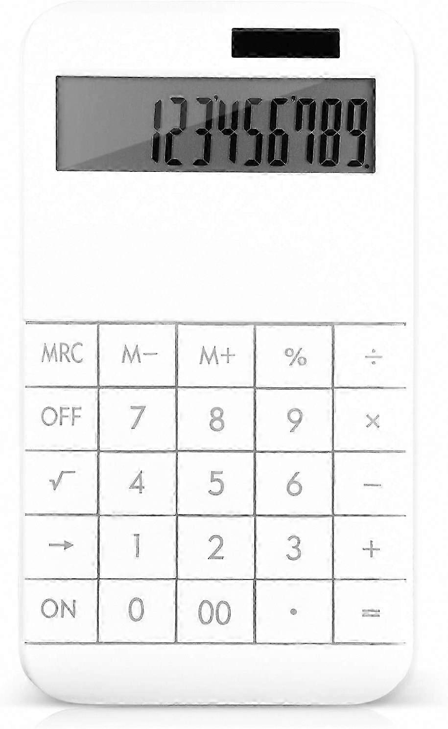12-Digit Desktop Calculator with Large LCD Display & Big Keys, Battery/Solar Powered - White