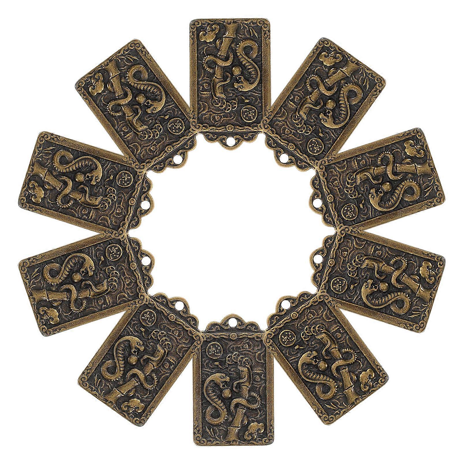 Brass Chinese Zodiac Amulet Charm with Craftsmanship for Decoration Multi Color 10pcs