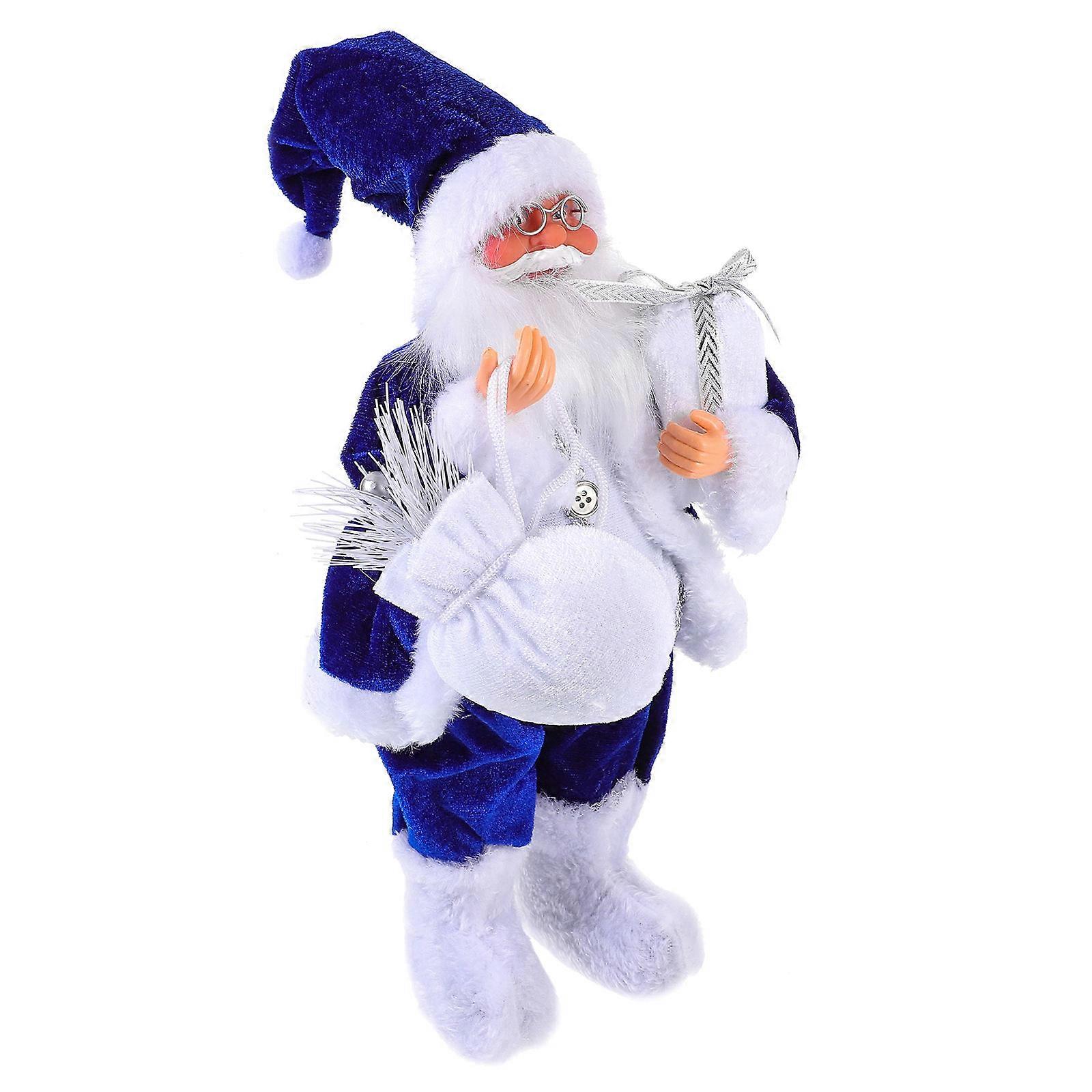 Statue For Home Decor Santa Claus Craft For Families Plastic Material Blue Color Standing Posture 1Set