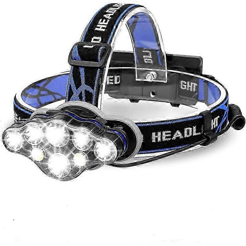 Ultra Powerful LED Headlamp, Super Rechargeable Headlamp Torch, Headlamp with Red Light Warning Function Can be Used for Cycling and Fishing