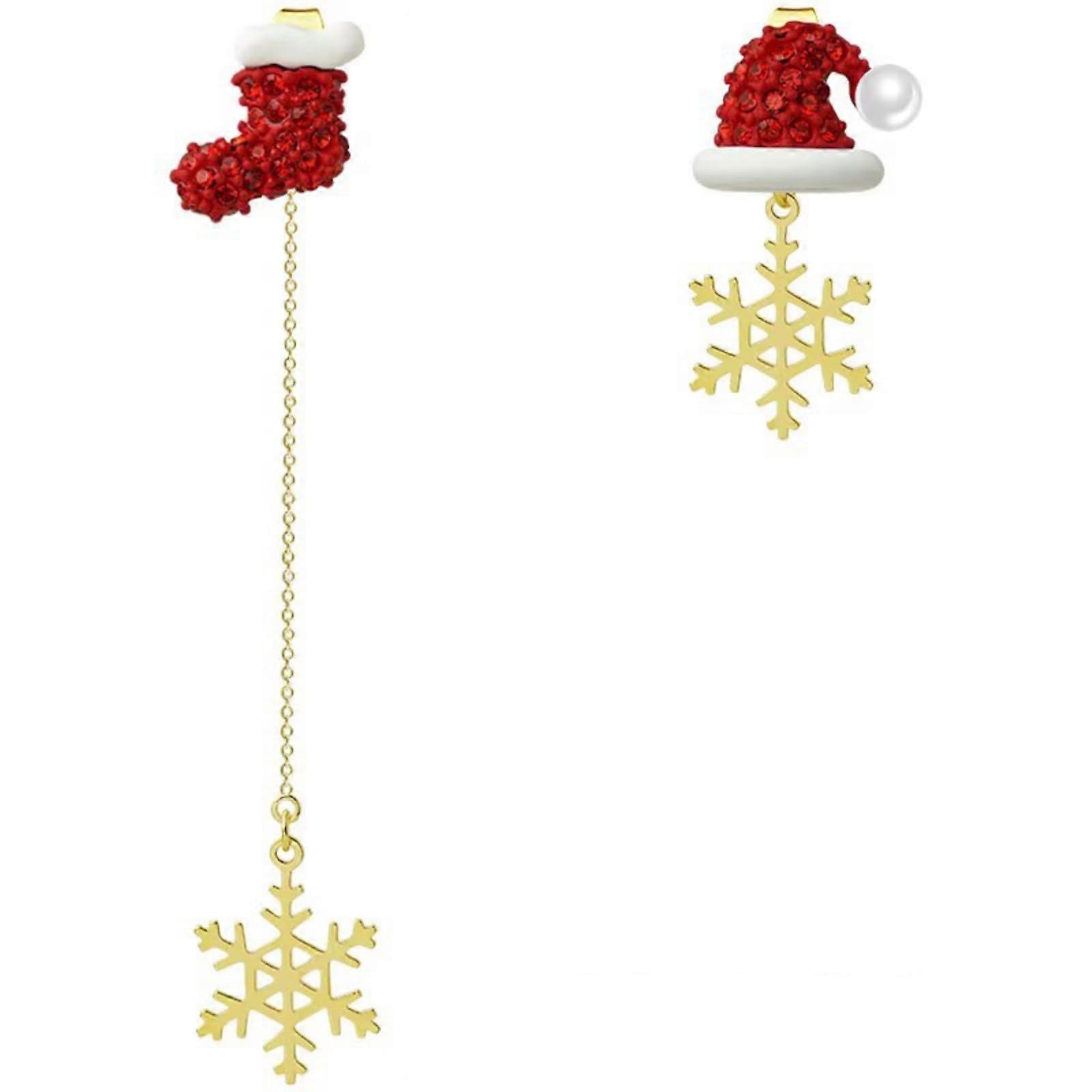 Earrings For Women Long Asymmetric Snowflake Earrings with Santa Claus Tassel, 6.4cm, Luxurious Design, High-Quality Material