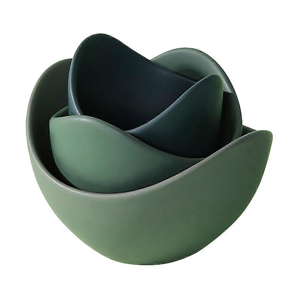 3Pcs Set Of Japanese Style Ceramic Dishes Perfect For Household Users Featuring Space-saving Functionality In Creative Shapes