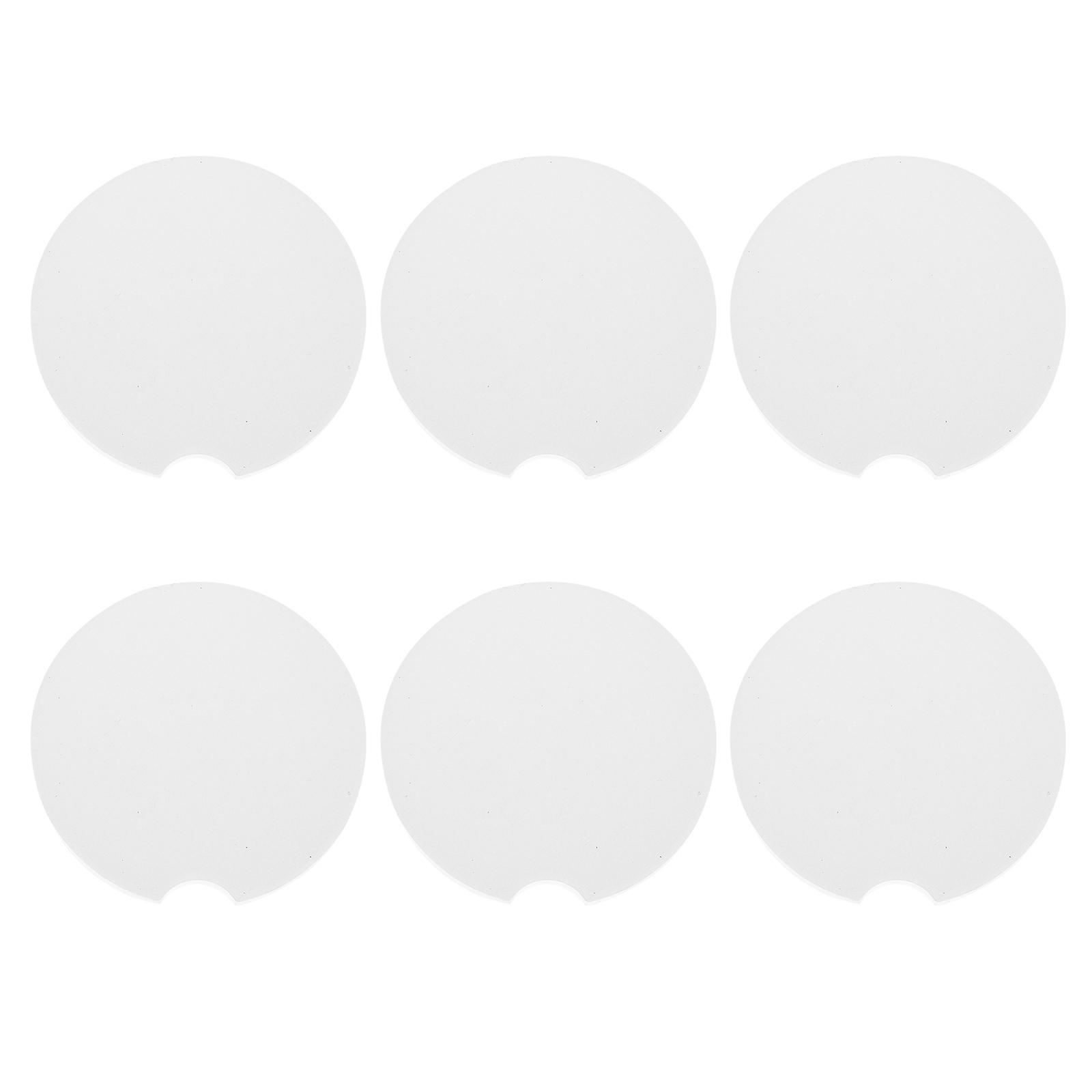 Blank Car Coasters 6Pcs White Ceramic Protective Holidays Vehicle Use