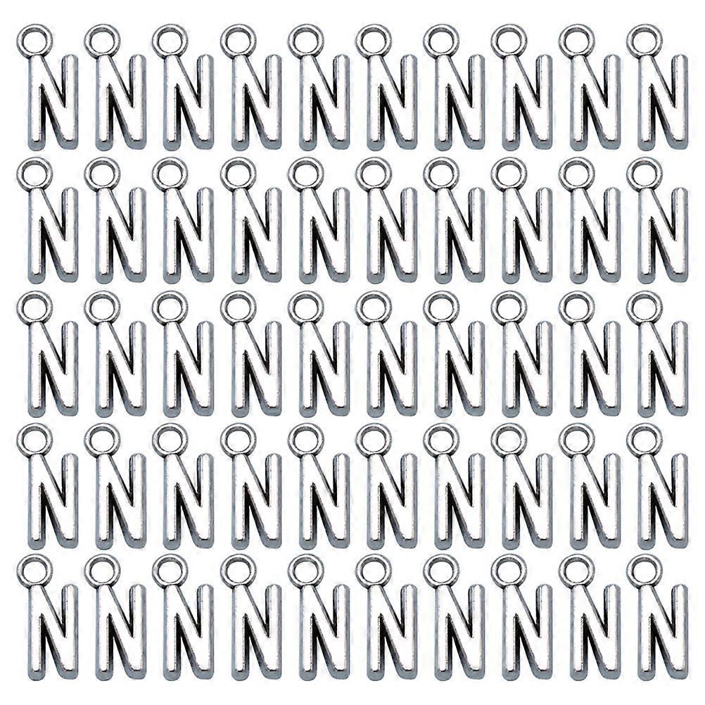 合金チャーム 50 個の文字 N 字型ペンダントは、アンティーク シルバーのネックレスやブレスレットに最適な DIY ジュエリー作成プロジェクトに最適です
