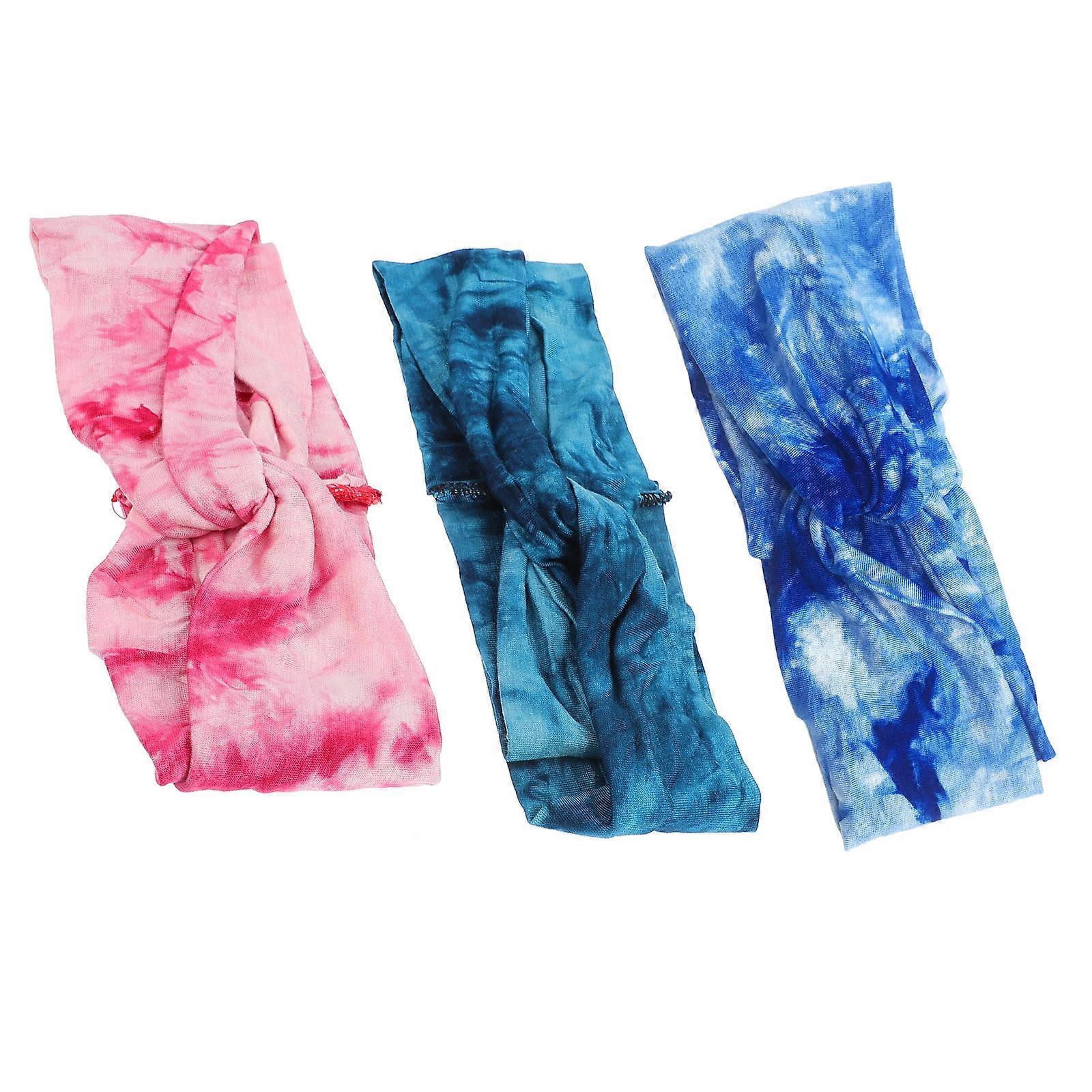 Elastic Headbands 3Pcs Wide Band Unisex Gym Features Assorted Color Sweat Absorption