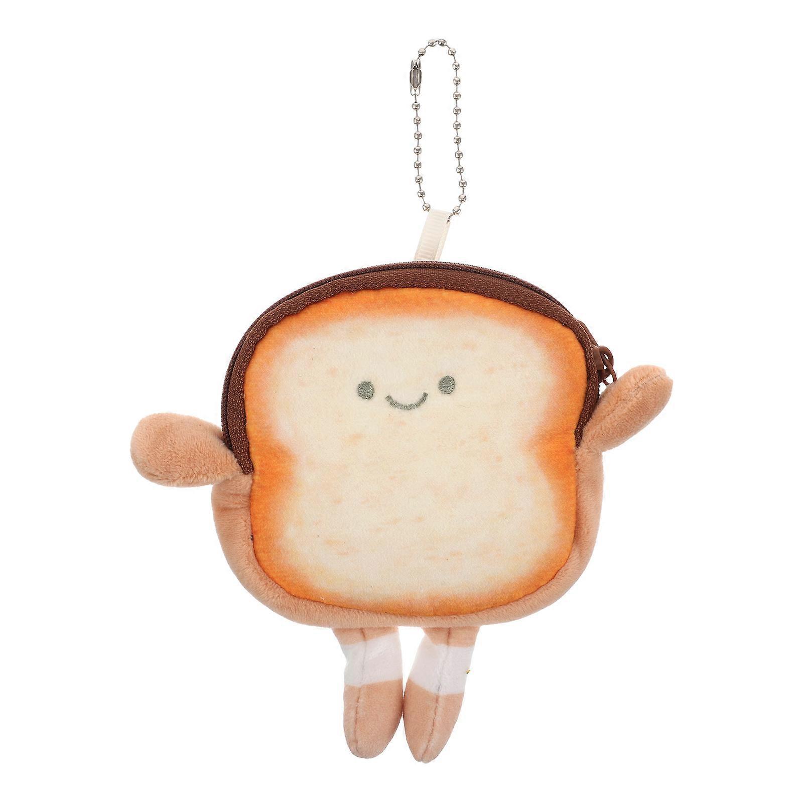 Toast Bread Shaped Coin Purse Kawaii Mini Wallet for Women Lightweight Wear Resistant Portable Storage Pouch for Coins Earphones Fun Cartoon Design