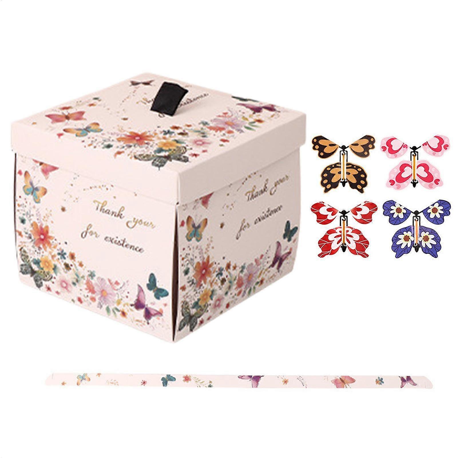 Butterfly Gift Box Exploding Butterfly Birthday Box Valentines Day Gift Delicate Explosive Gift Box White Gift Box