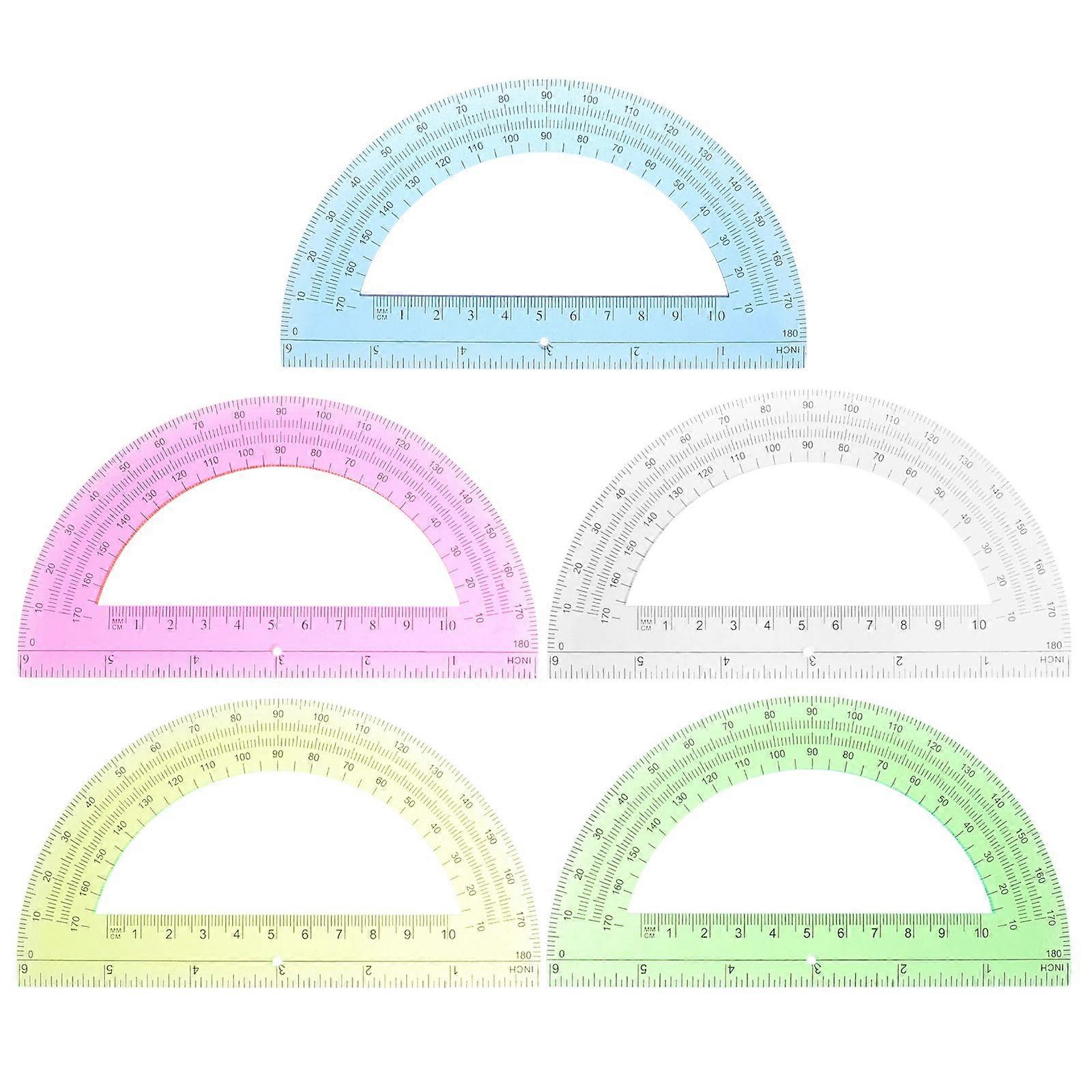 5pcs Protractor Math Protractor Angle Measurement Tool Students 180 Degree Measure Protractor