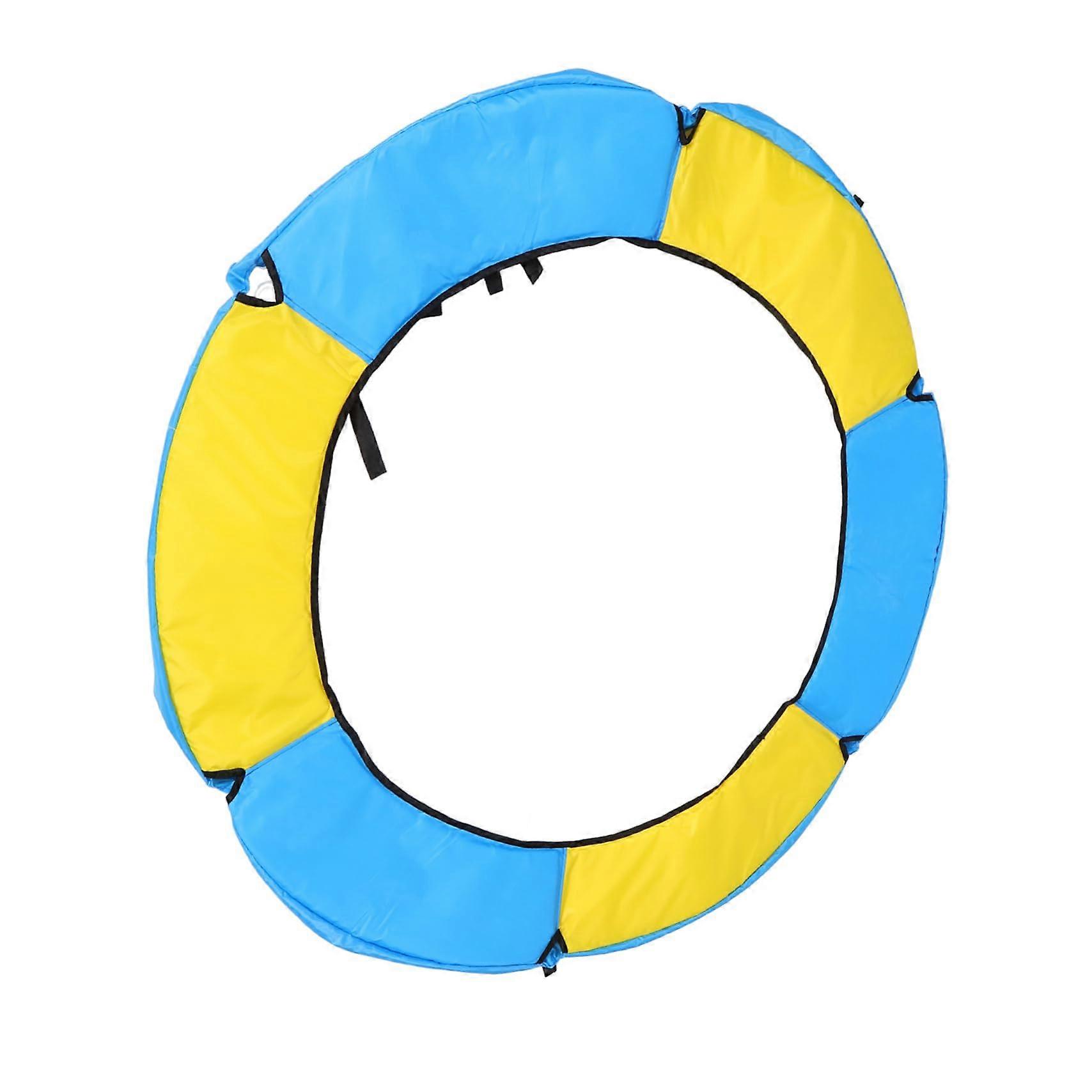 Trampoline protective pad, round cover for quality spring cover, protects against injuries for indoor and outdoor use, with blue design.