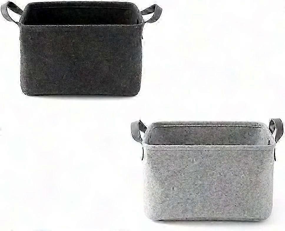 Felt Storage Basket with Handle, 2-Pack Small Felt Baskets for Organizing