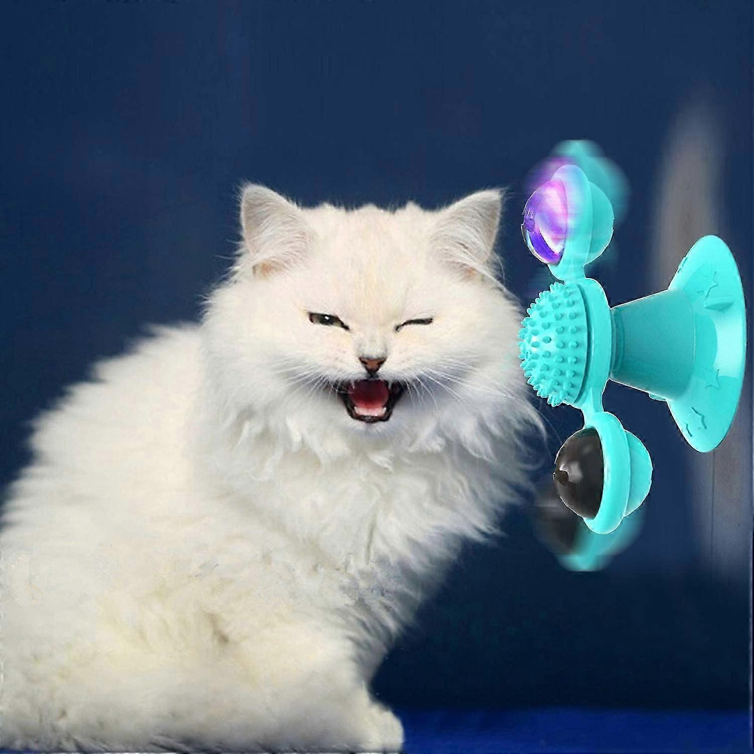 Interactive Windmill Cat Toys with Catnip : Cat Toys for Indoor Cats Funny Kitten Toys with LED Light Ball Suction CupCat Nip Toy for Cat chew Exercis