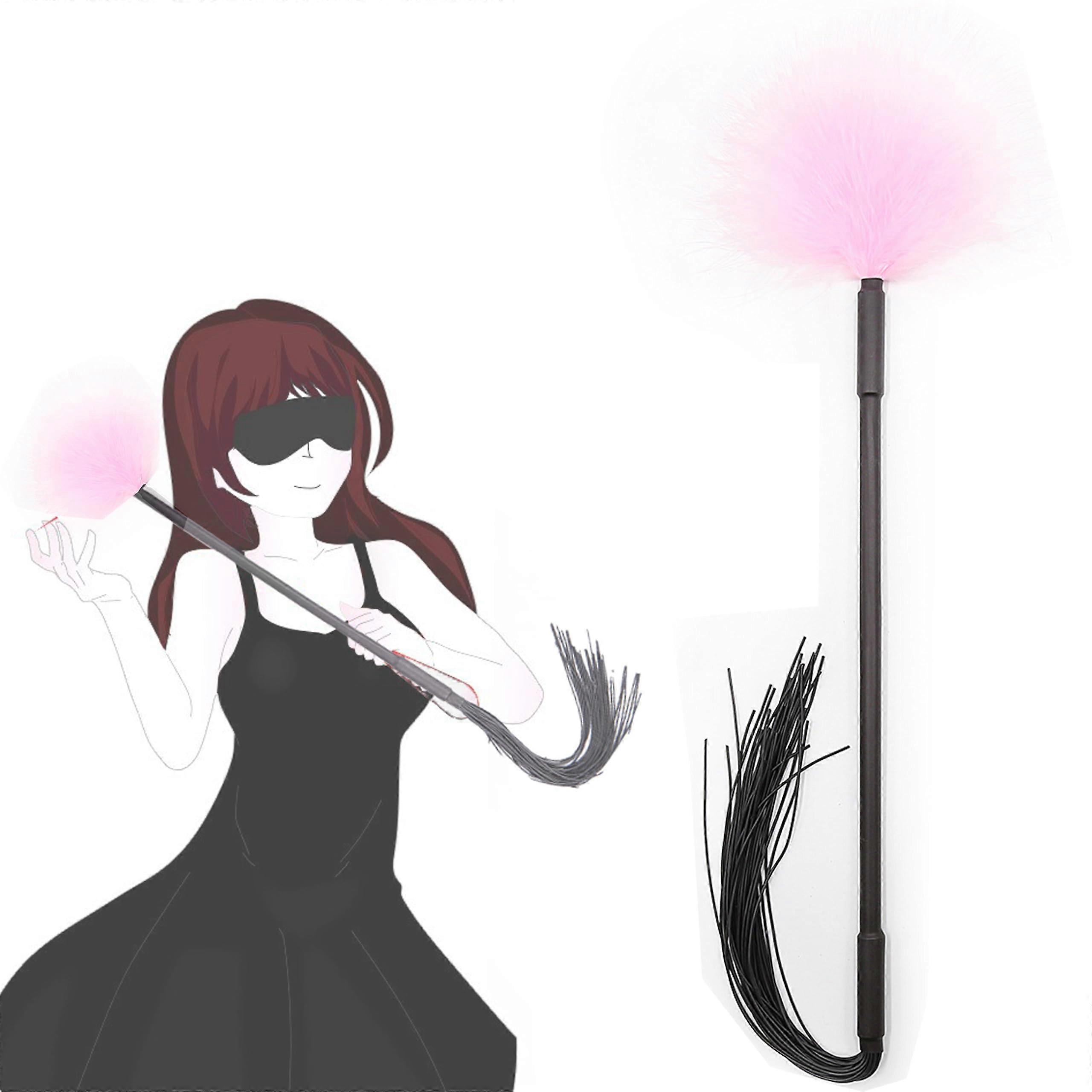 Sex Feather Spanking Tickler Crop Feathers Adult Whip Body Tickle Feathers SM Paddle French Tickler (Pink)