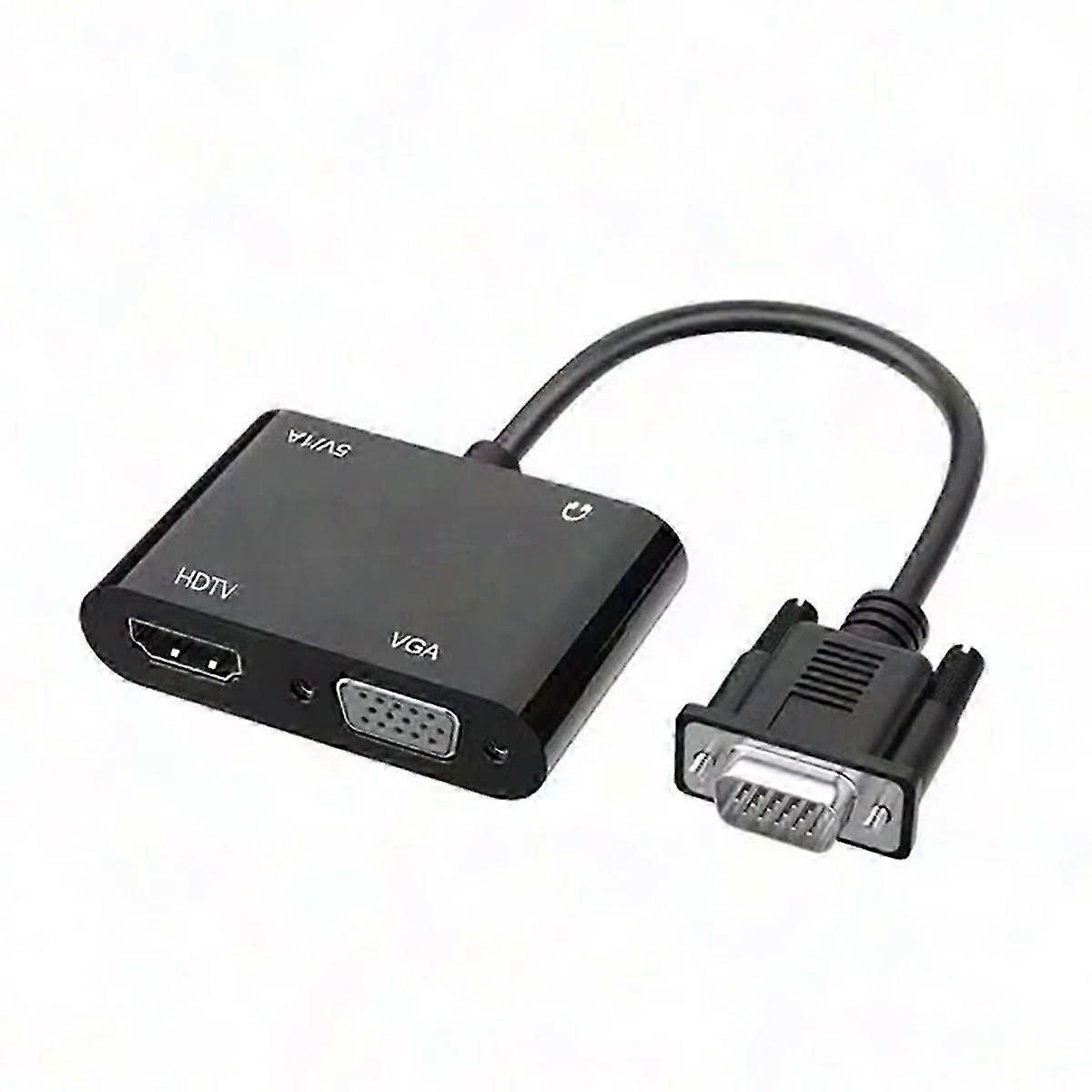 VGA to HDTV Converter Cable for Dual Screen Display - Connect Computer to Monitor & TV with Adapter