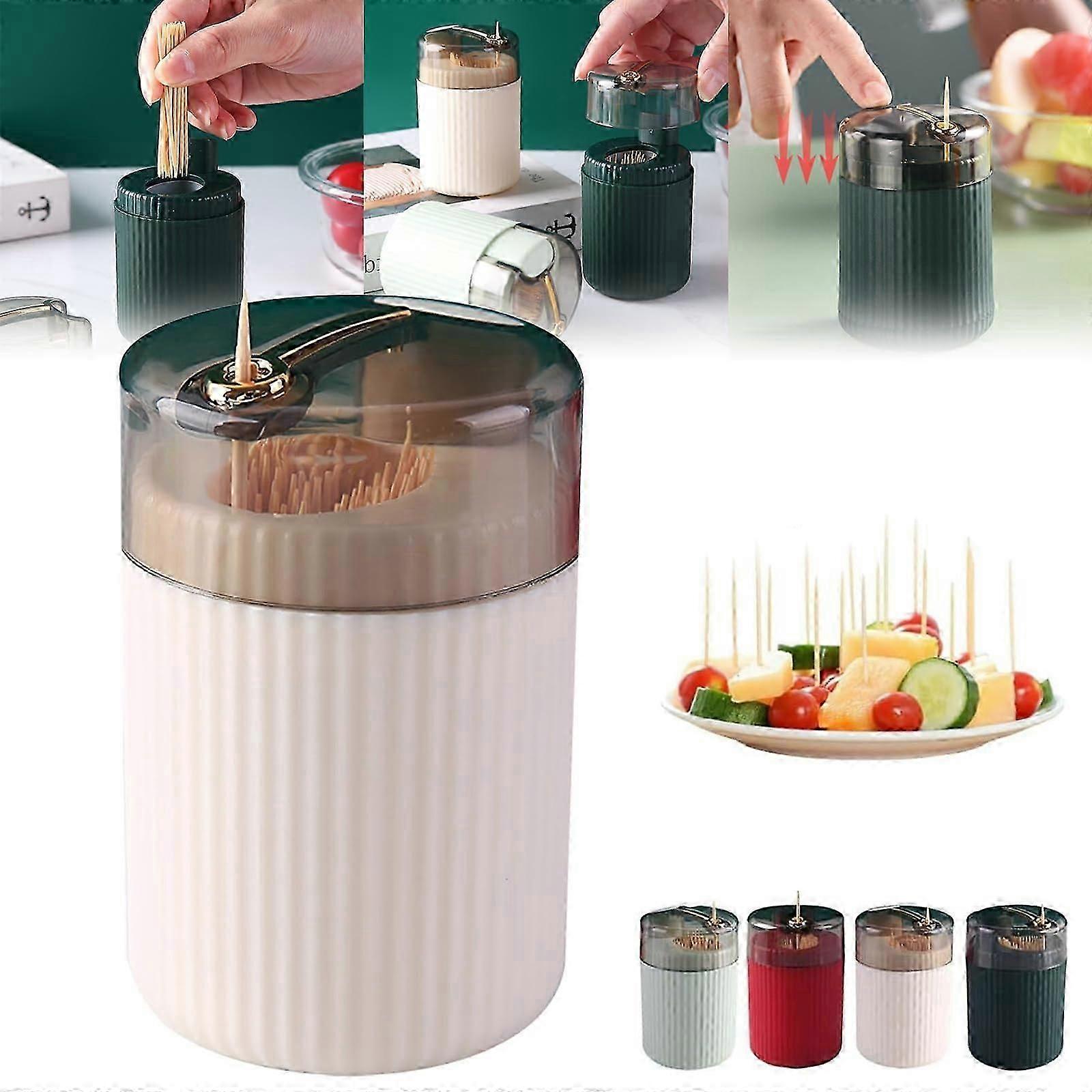 Automatic toothpick distributor, automatic toothpick distributor, toothpick holder Dispenser, portable toothpick holder (white)