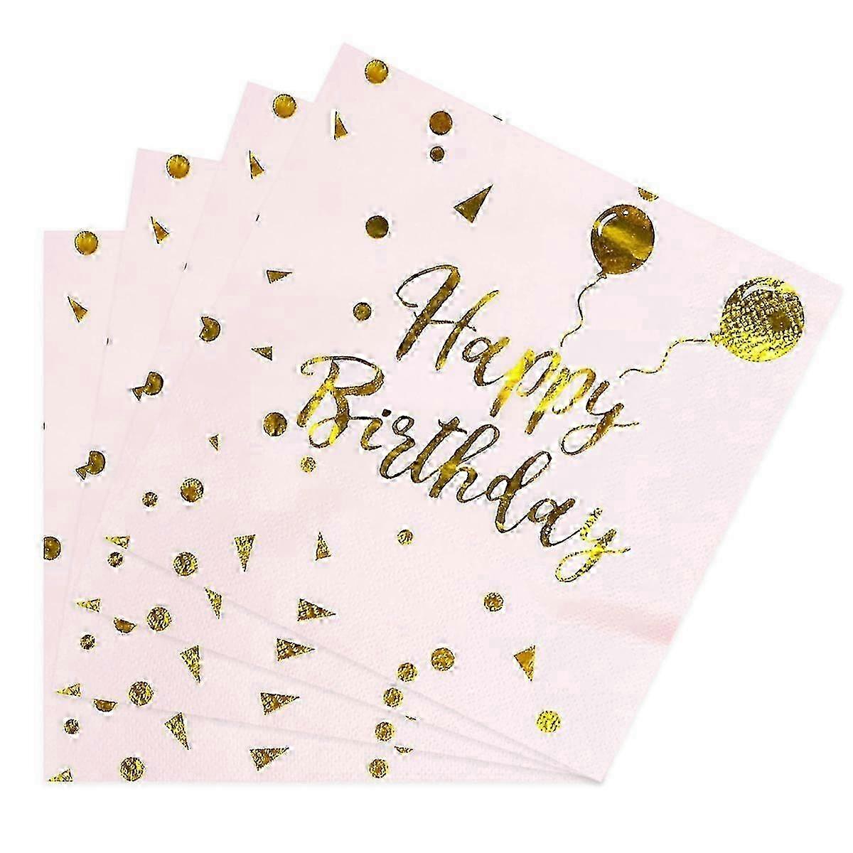 60 pcs serviettes d’anniversaire, serviettes de table de joyeux anniversaire dîner cocktail dis...