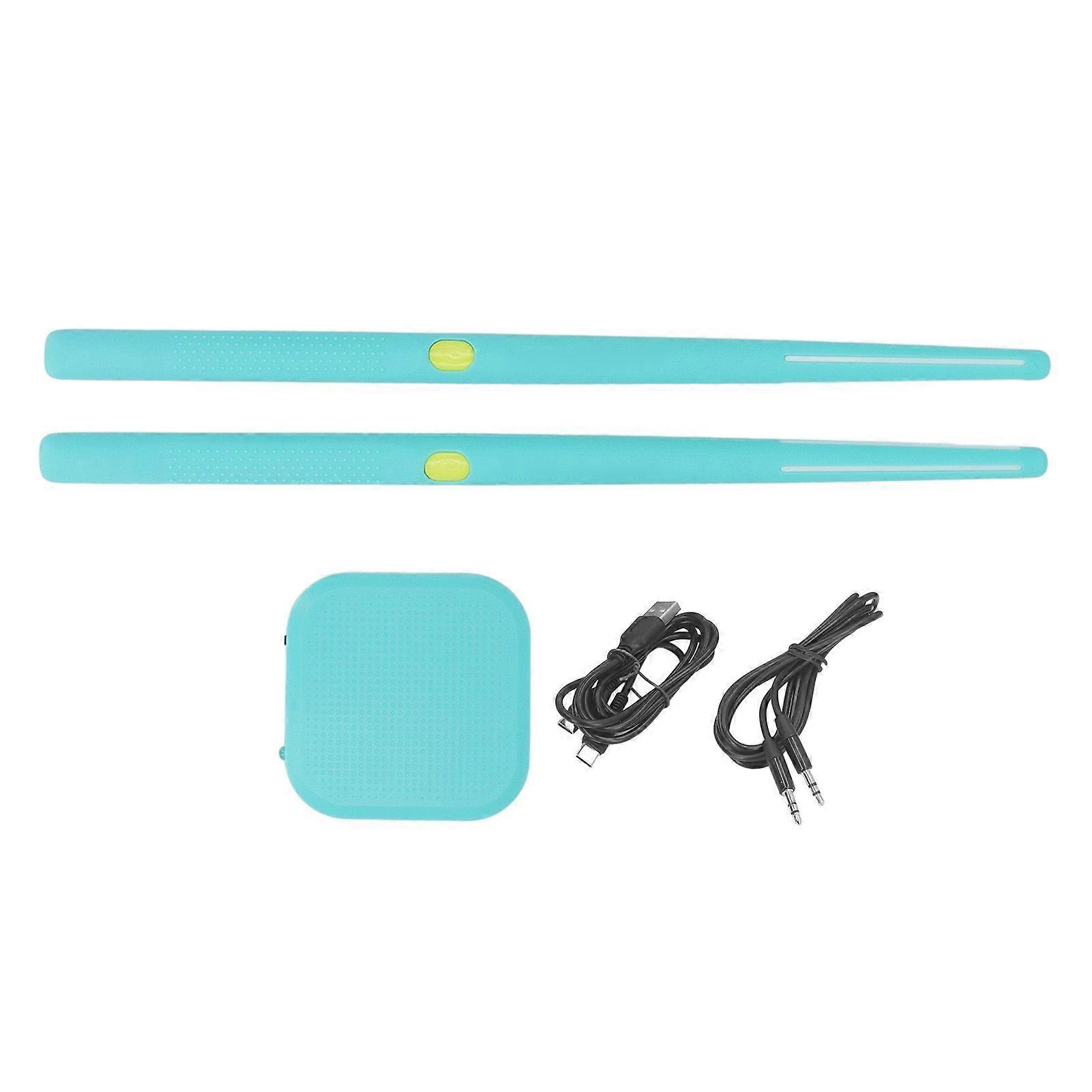 Virtual Air Drum Kit RGB Lamp 8 Sound Effects Bluetooth Portable Electronic Drum Set for Children Adult Blue