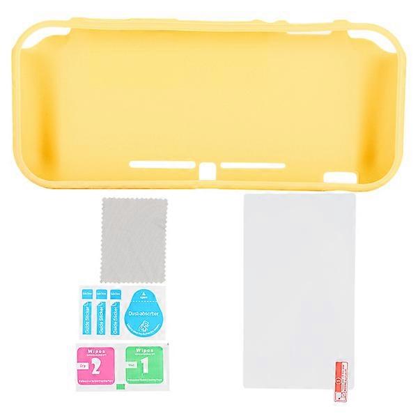 Protective Case + Tempered Glass Screen Protector + Cleaning Tool for Switch Lite Game Console Accessories Yellow