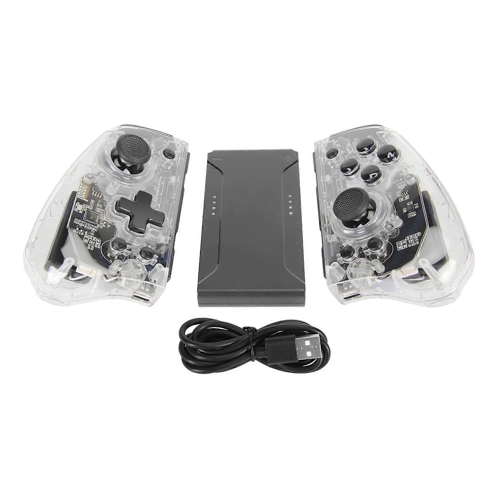 Transparent Gamepad for Switch 6 Axes Gyro Dual Vibration Turbo Function RGB Light Wireless Gaming Controller
