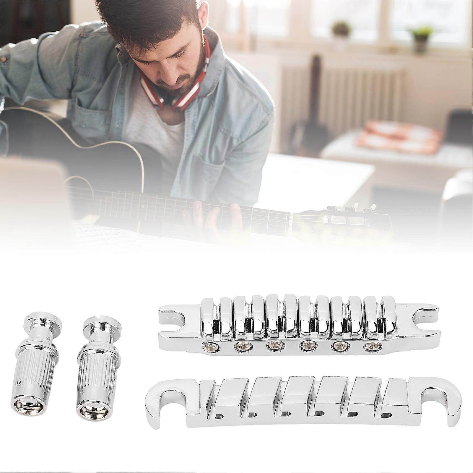 Split Guitar Bridge Zinc Alloy 10.4mm Adjustable String Spacing Silver