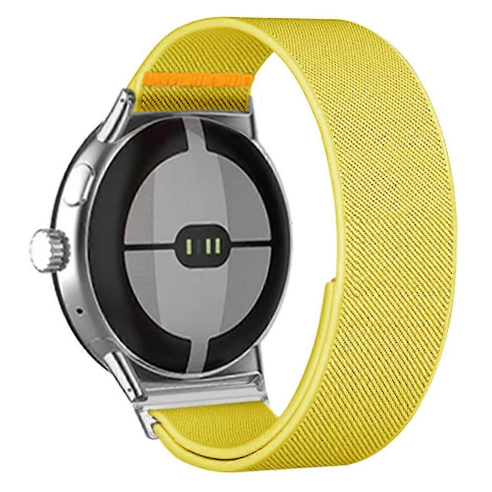 TKdaddy For Google Pixel Watch 3 45mm Nylon Watch Band Adjustable Elastic Replacement Strap Yellow
