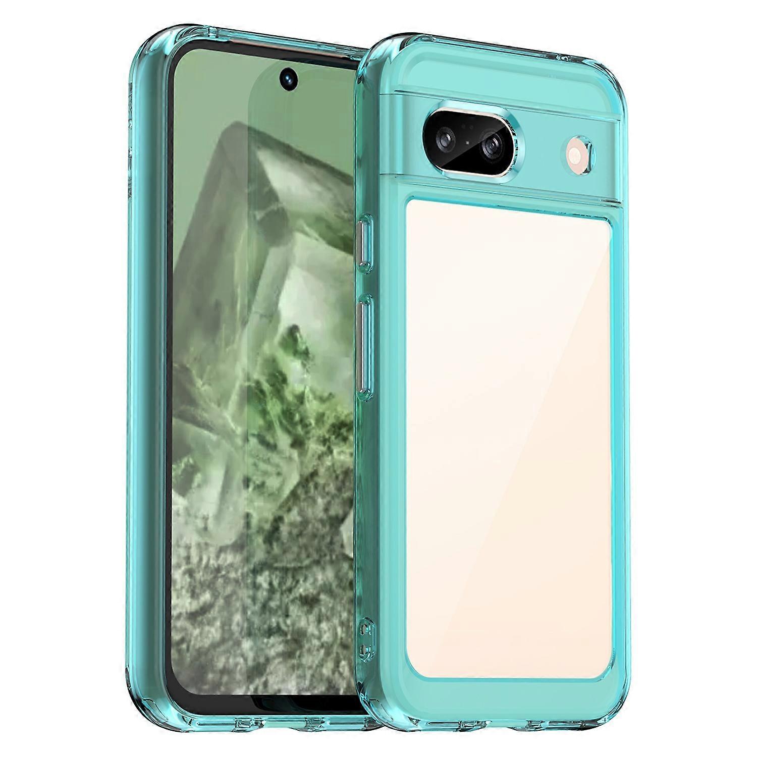 For Google Pixel 8a Case Shockproof Anti-fall TPU+Acrylic Phone Protector - Transparent Blue