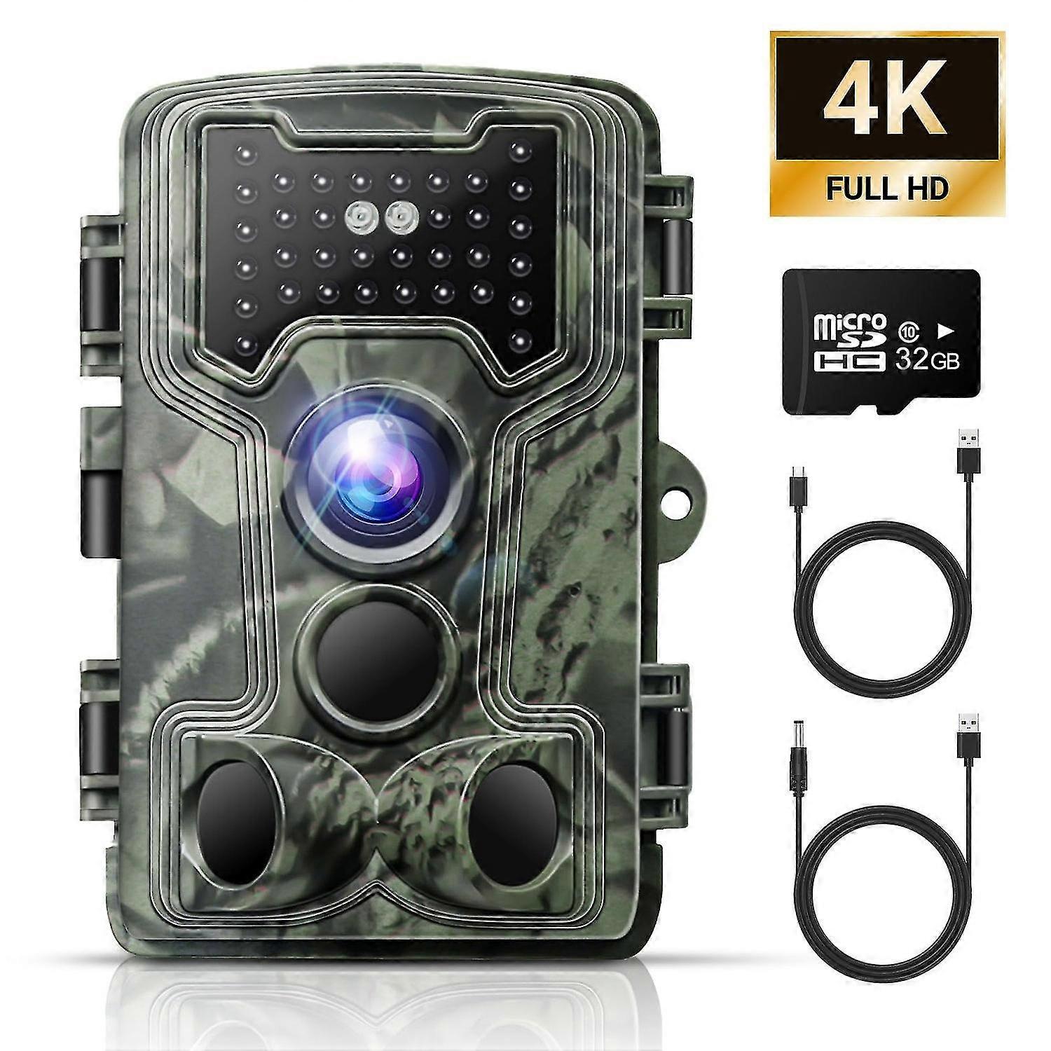 Trail Camera, 4K 58MP Night Vision Camera, 0.1 Second Trigger 130° Wide Angle Lens, IP66 Waterproof