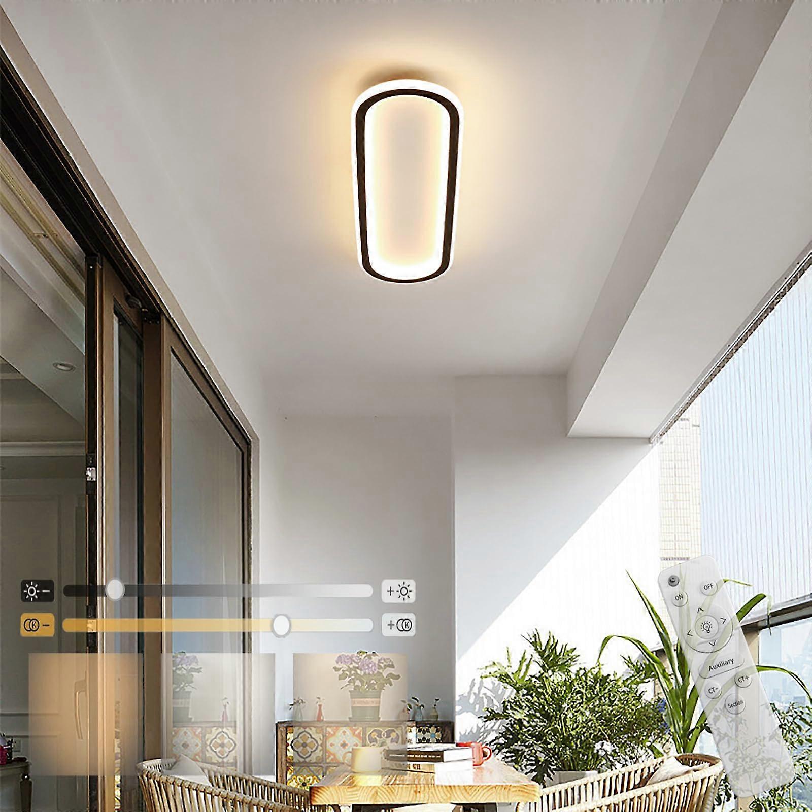 Dimmable Modern LED Ceiling Light 60cm Aluminum Fixture With Remote 2700-6500K Black Living Rooms