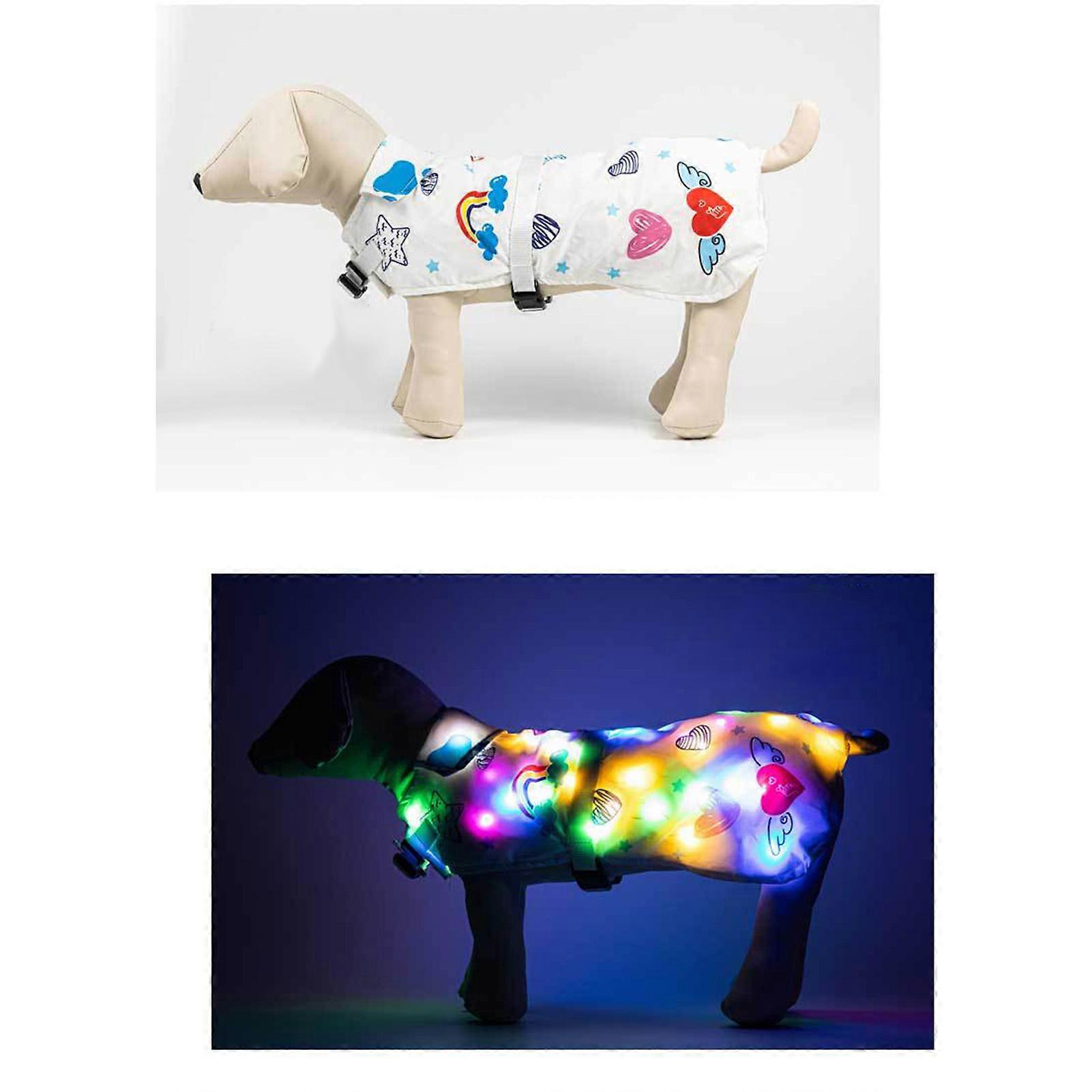 Pet Luminous LED Dog Clothes White Map S, Polyester, Battery-Operated