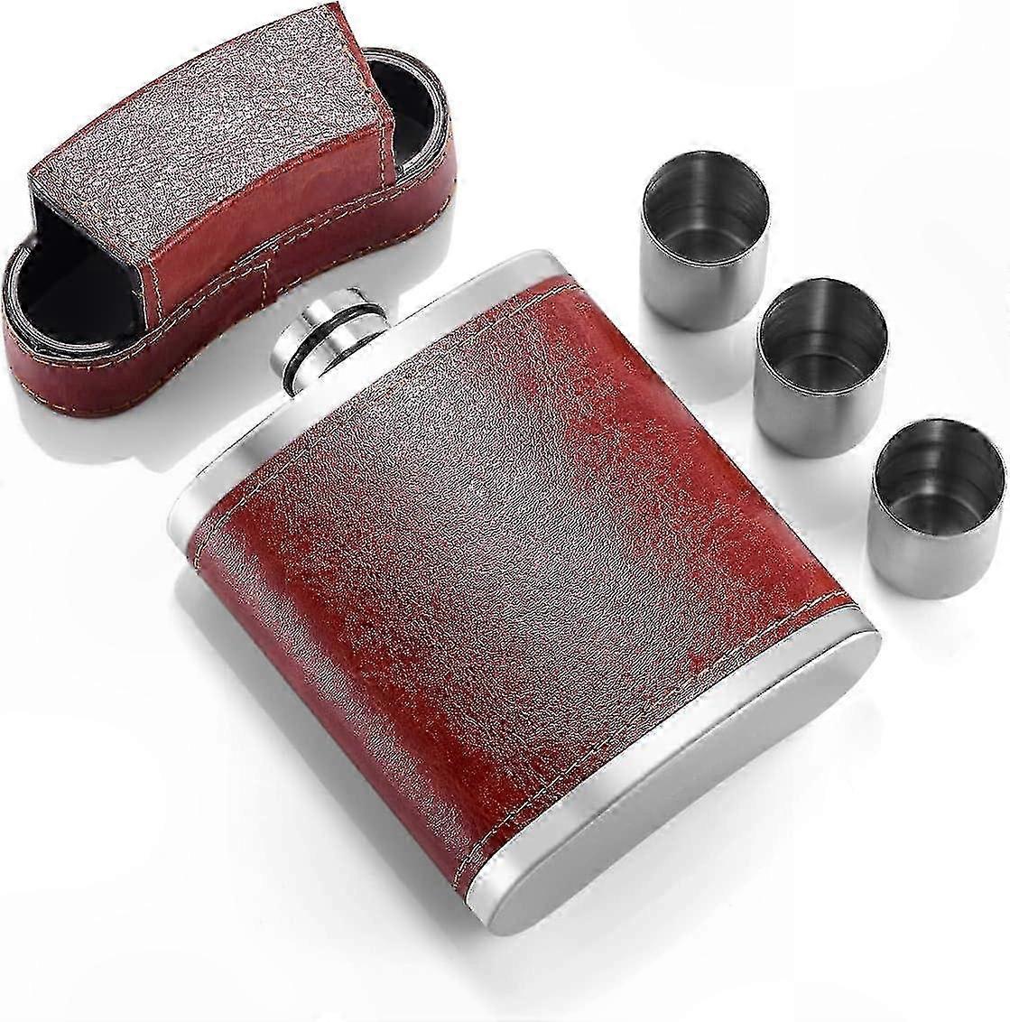 Stainless Steel Flask with 2 Shot Glasses (8oz) - Durable and Leakproof Design for Liquor Enthusiasts