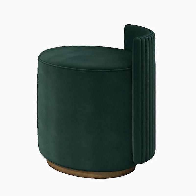 Dark Green Vanity Chair For Makeup Room, Small Round Desk Chair, PU Tech Cloth And Flannel Upholstery, Solid Wood Frame