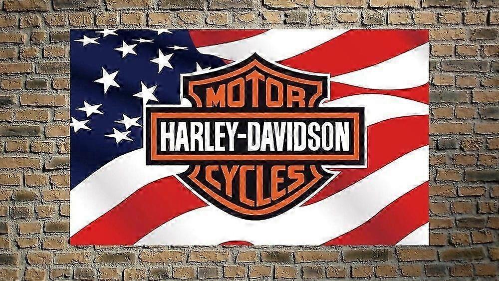 ハーレーダビッソ<wbr/>n 3x5 フィート愛国旗車ブラックバナーガレージワークショップ壁 Qqto594