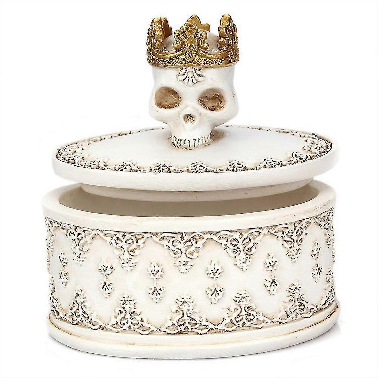 Resin Crown Skeleton Storage Box Creative Storage Box Halloween Decoration
