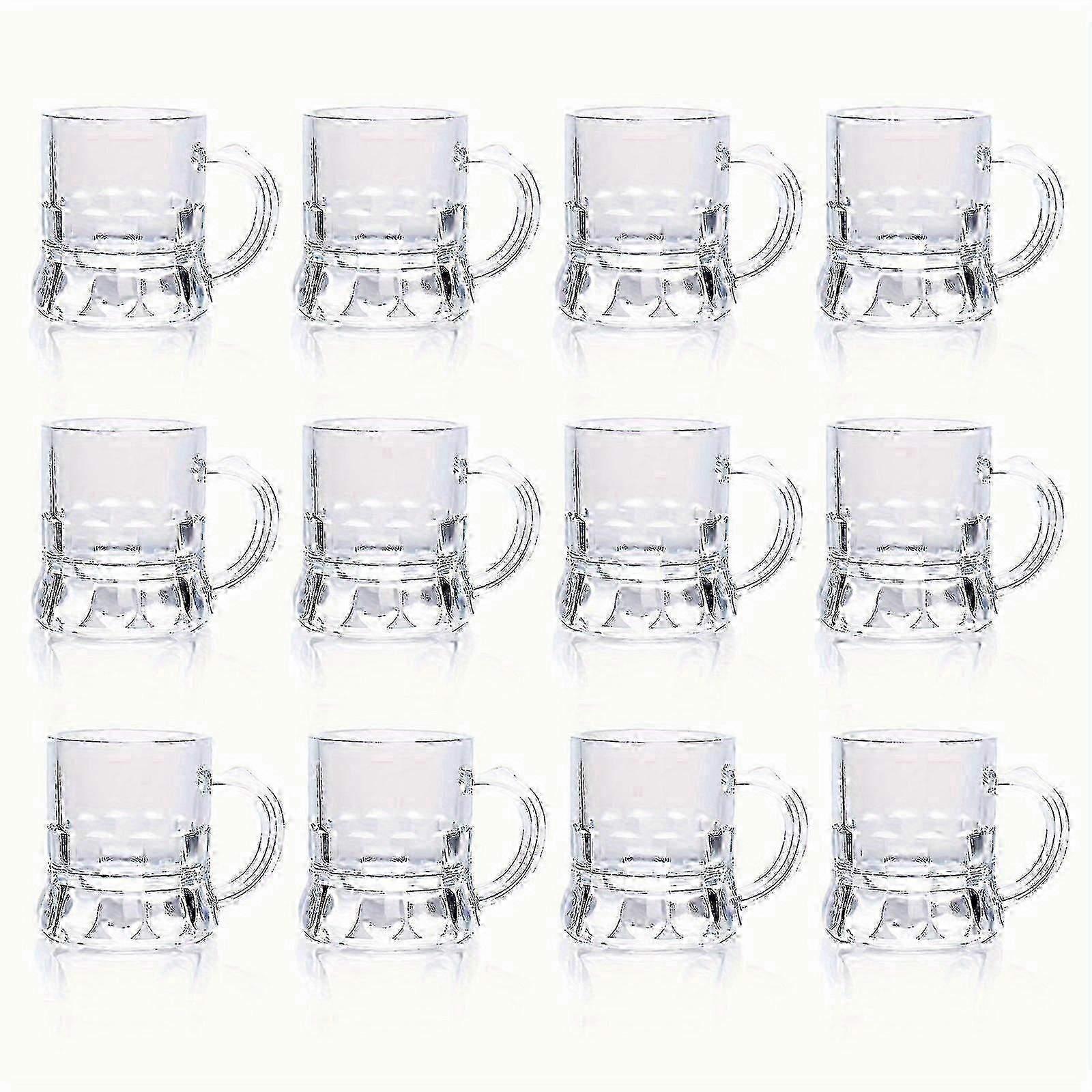 Clear 12PCS Mini Stein Glass Set with Handle for Beer and Shots