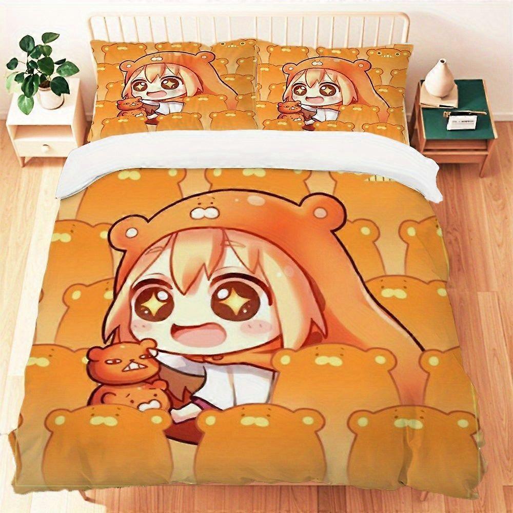 TE1101 3pcs Himouto Printed Bedding Set - Soft And Breathable Three-Piece Bedding Set for Bedroom, Guest Room And Hotel - Including Quilt