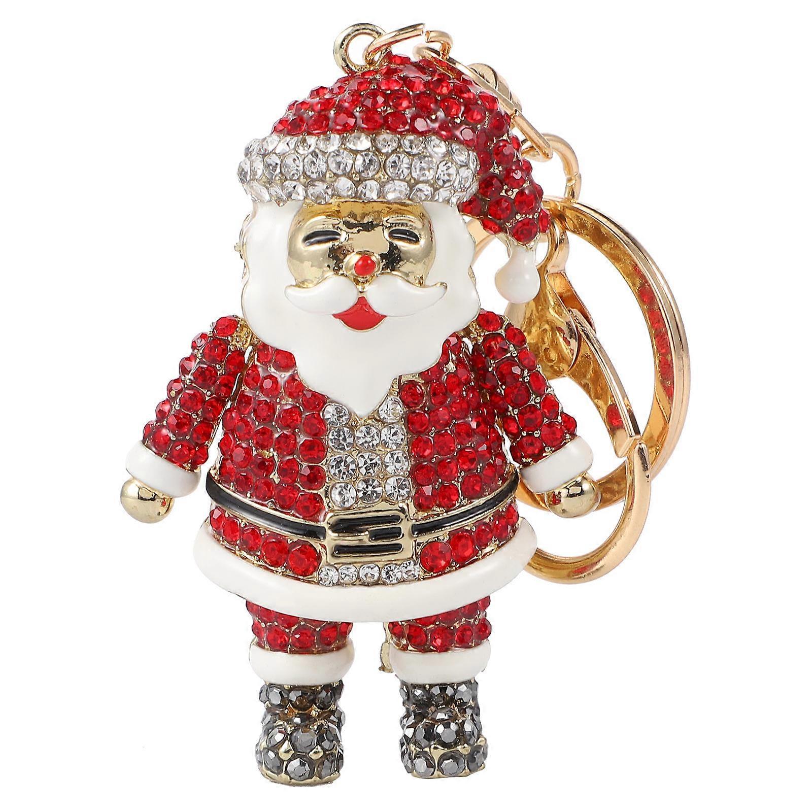 Creative Key Chain Alloy Key Chain for Keys 1Pcs Featuring Crystal Santa Claus