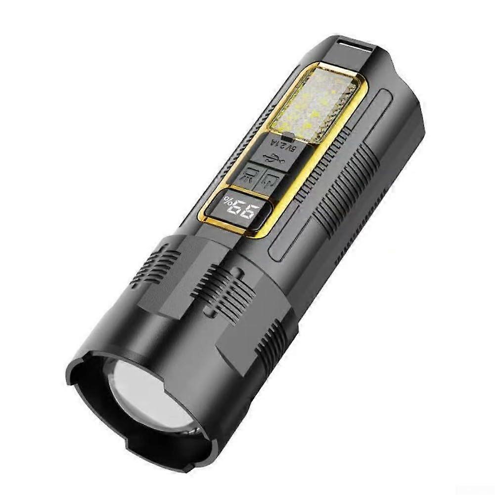 Portable 30W LED Flashlight with Zoomable Beam, Rechargeable Camping Power Bank, QuadCore LED Beads, Outdoor Use