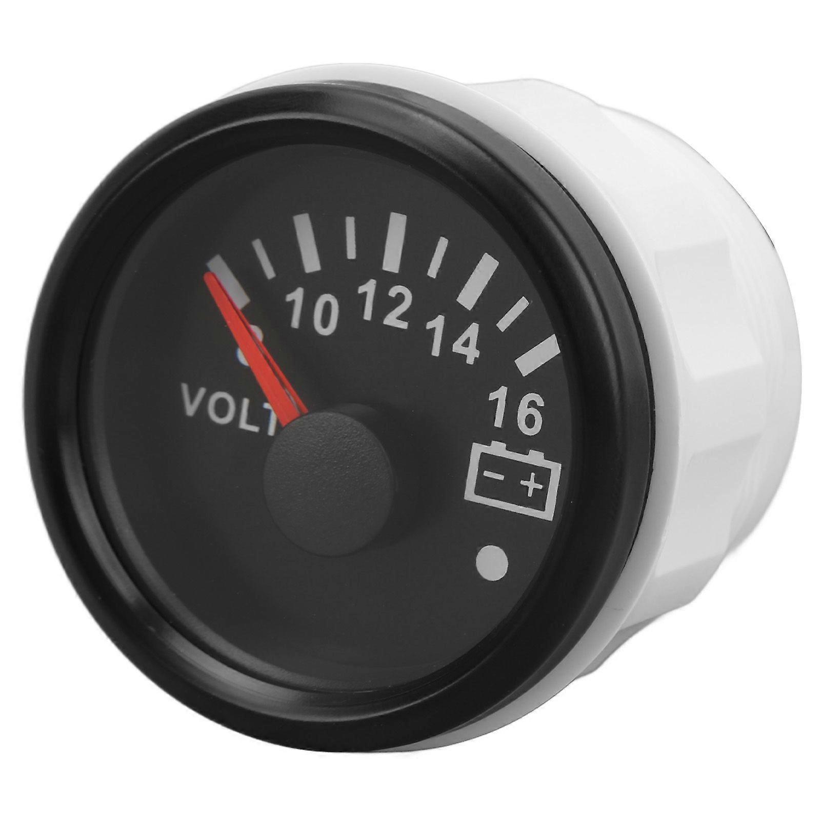 52MM Boat Voltmeter DC9 to 32V Pointer Voltage Gauge with Colorful Backlight for RVs Yachts Fishing Boats Ships Black Plate Black Cover